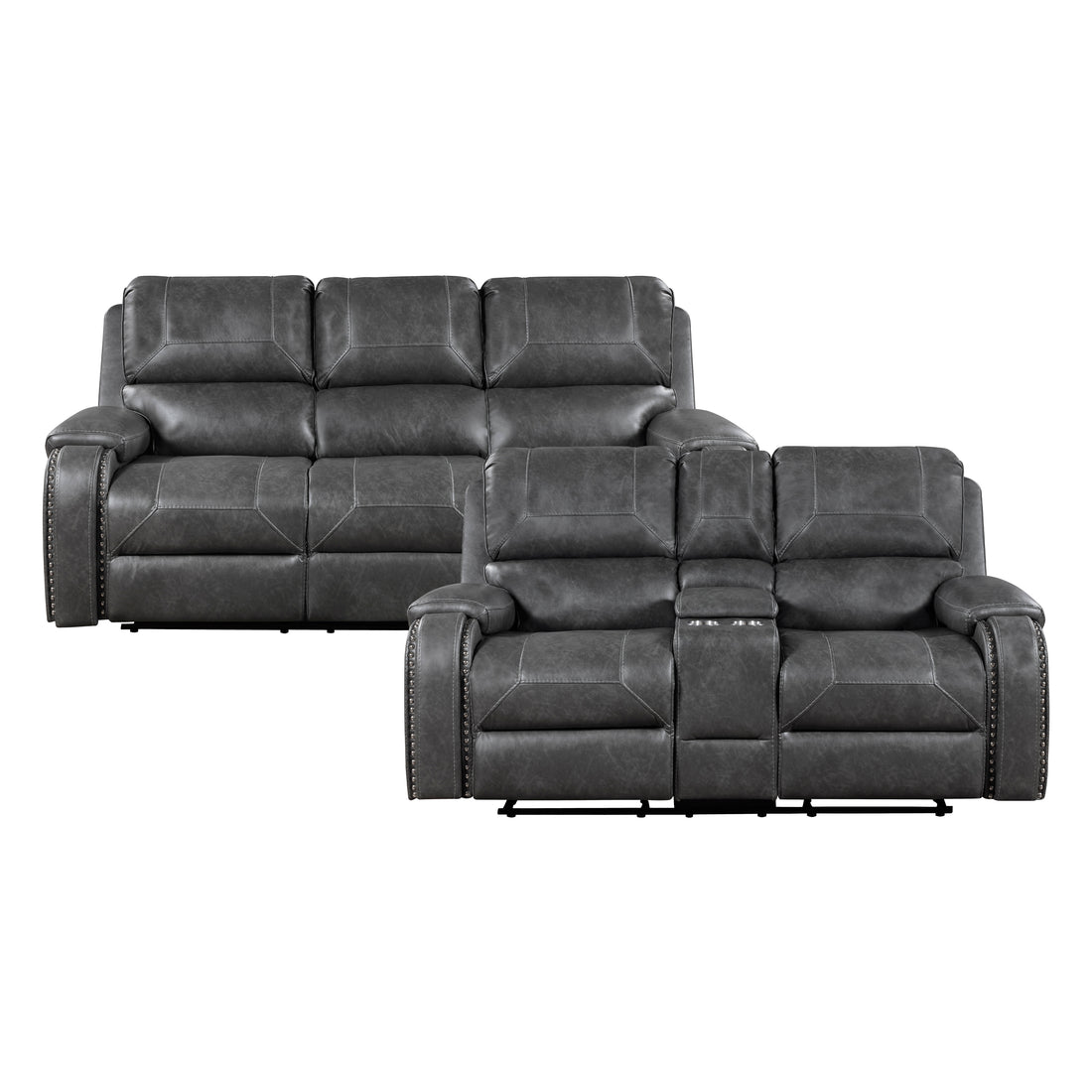 8549GRY*2 2pc Set: Sofa, Love - 8549GRY*2