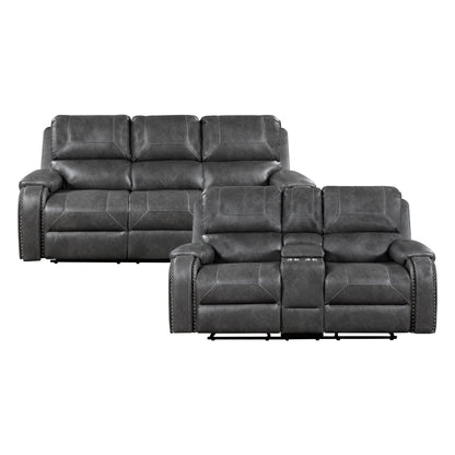 8549GRY*2 2pc Set: Sofa, Love - 8549GRY*2