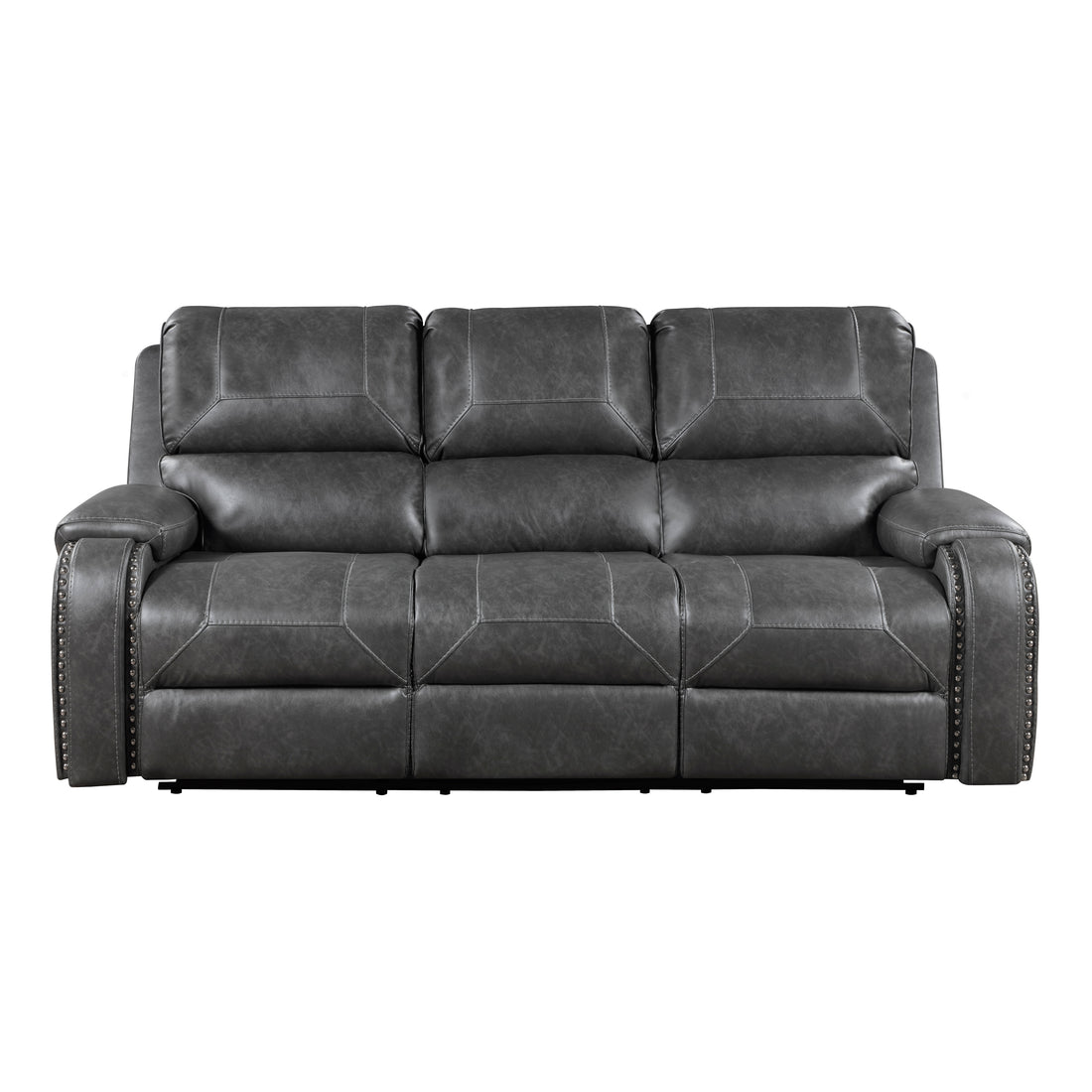 8549GRY-3 DOUBLE RECLINING SOFA WITH CENTER DROP-DOWN CUP HOLDERS, RECEPTACLES AND USB PORTS - 8549GRY-3