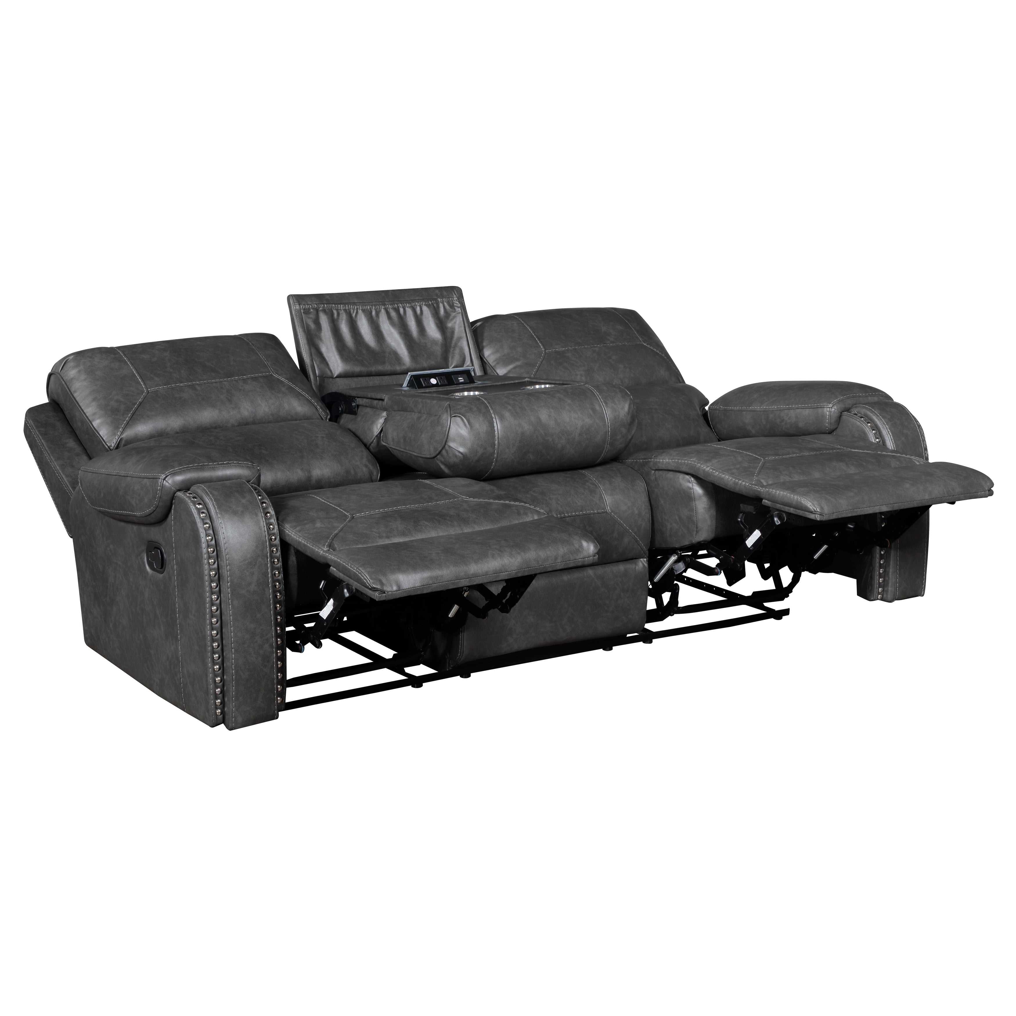 Newnan Gray Double Reclining Living Room Set from Homelegance - Luna Furniture