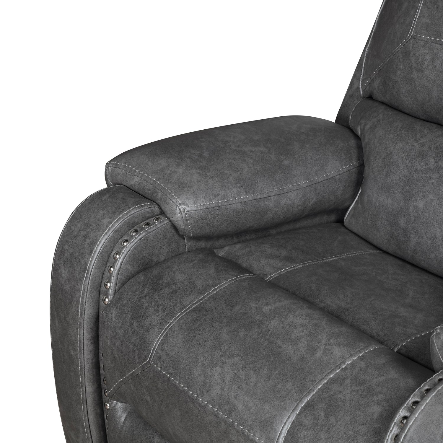 8549GRY-3 DOUBLE RECLINING SOFA WITH CENTER DROP-DOWN CUP HOLDERS, RECEPTACLES AND USB PORTS - 8549GRY-3