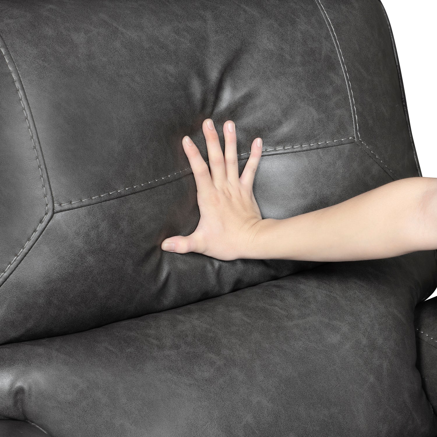 8549GRY-3 DOUBLE RECLINING SOFA WITH CENTER DROP-DOWN CUP HOLDERS, RECEPTACLES AND USB PORTS - 8549GRY-3