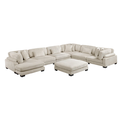 8555BE*2CR3ACVCOT (7)7-Piece Modular Sectional with Reversible Chaise and Ottoman - 8555BE*2CR3ACVCOT