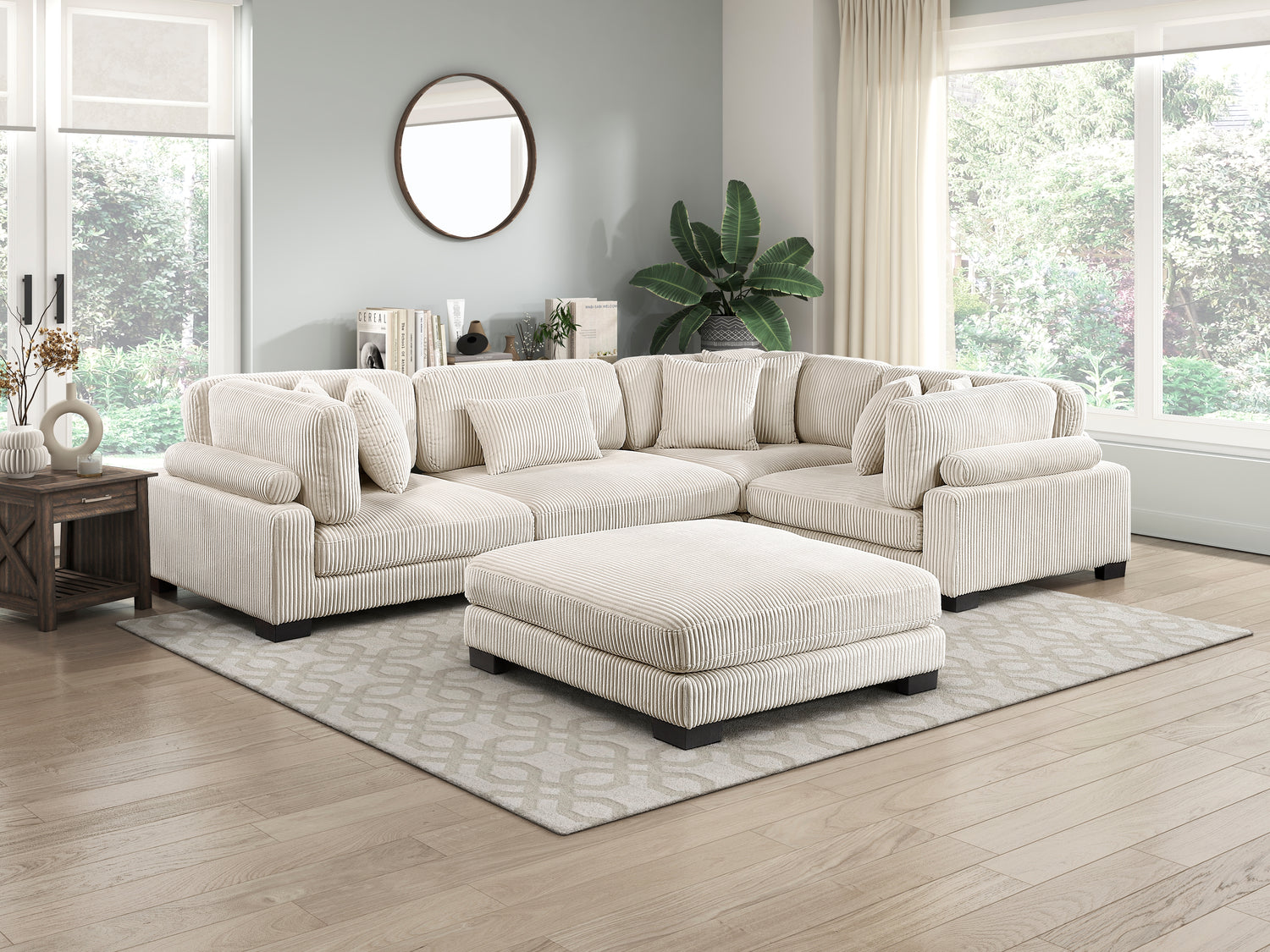 8555BE*3CRACOT (5)5-Piece Modular Sectional with Ottoman - 8555BE*3CRACOT