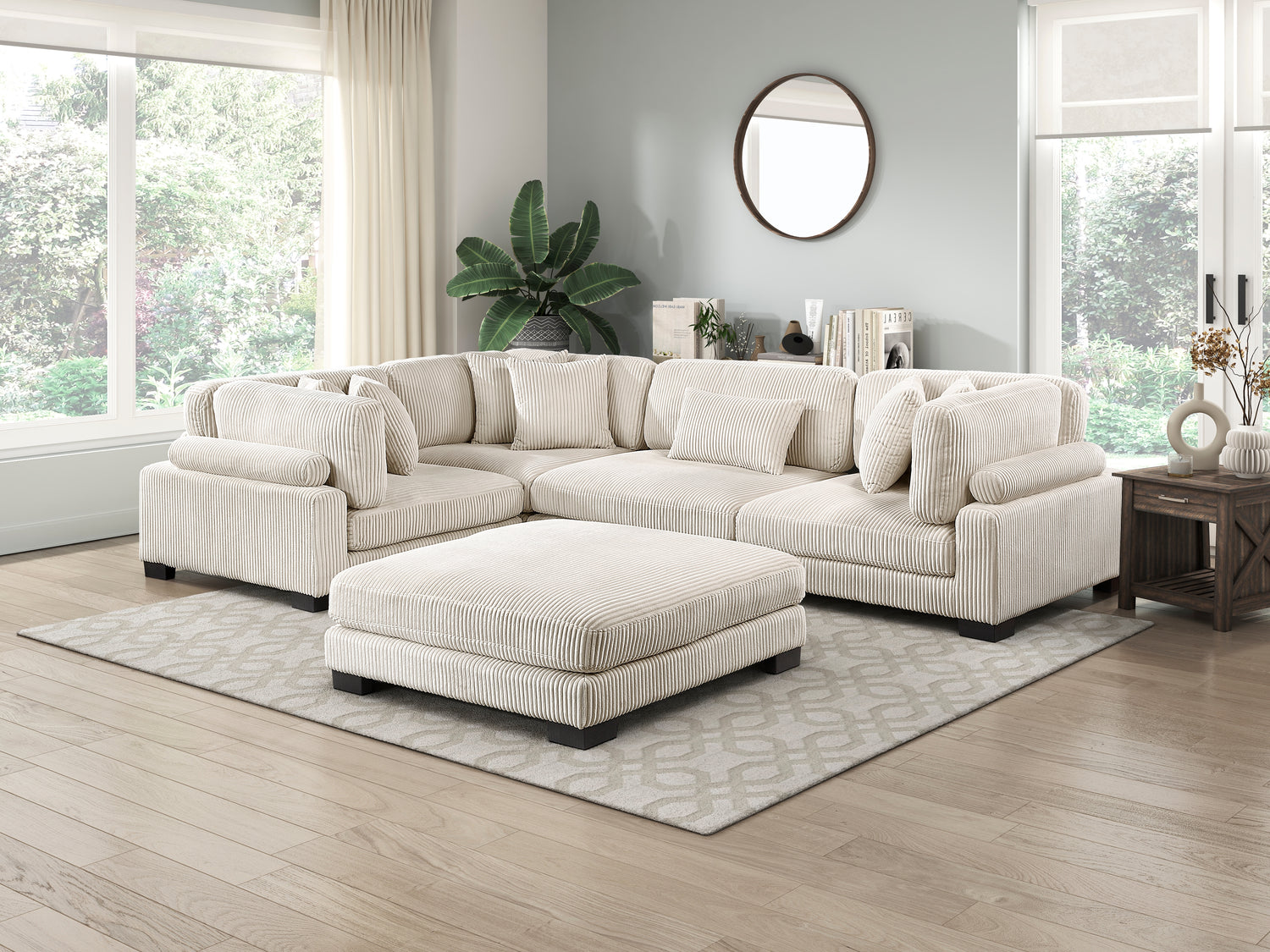 8555BE*3CRACOT (5)5-Piece Modular Sectional with Ottoman - 8555BE*3CRACOT