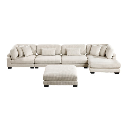 8555BE*CR2ACVCOT (5)5-Piece Modular Sectional with Reversible Chaise and Ottoman - 8555BE*CR2ACVCOT