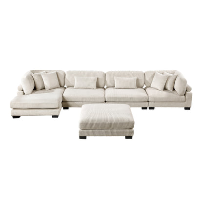 8555BE*CR2ACVCOT (5)5-Piece Modular Sectional with Reversible Chaise and Ottoman - 8555BE*CR2ACVCOT