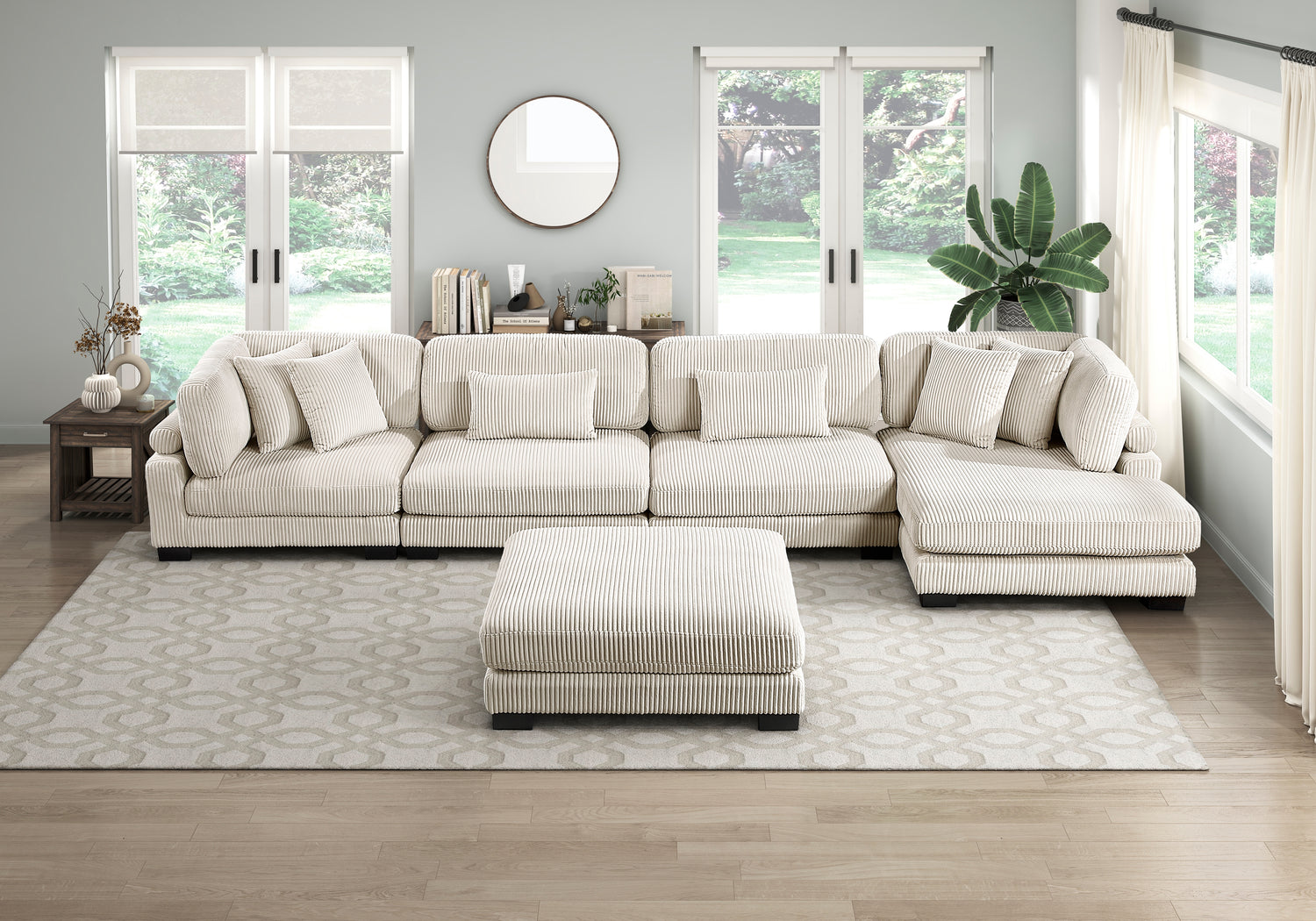 8555BE*CR2ACVCOT (5)5-Piece Modular Sectional with Reversible Chaise and Ottoman - 8555BE*CR2ACVCOT
