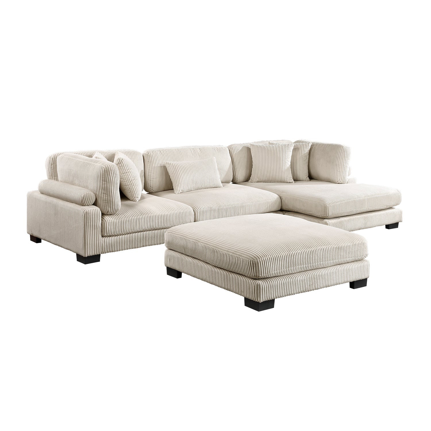 8555BE*CRACVCOT (4)4-Piece Modular Sectional with Reversible Chaise and Ottoman - 8555BE*CRACVCOT