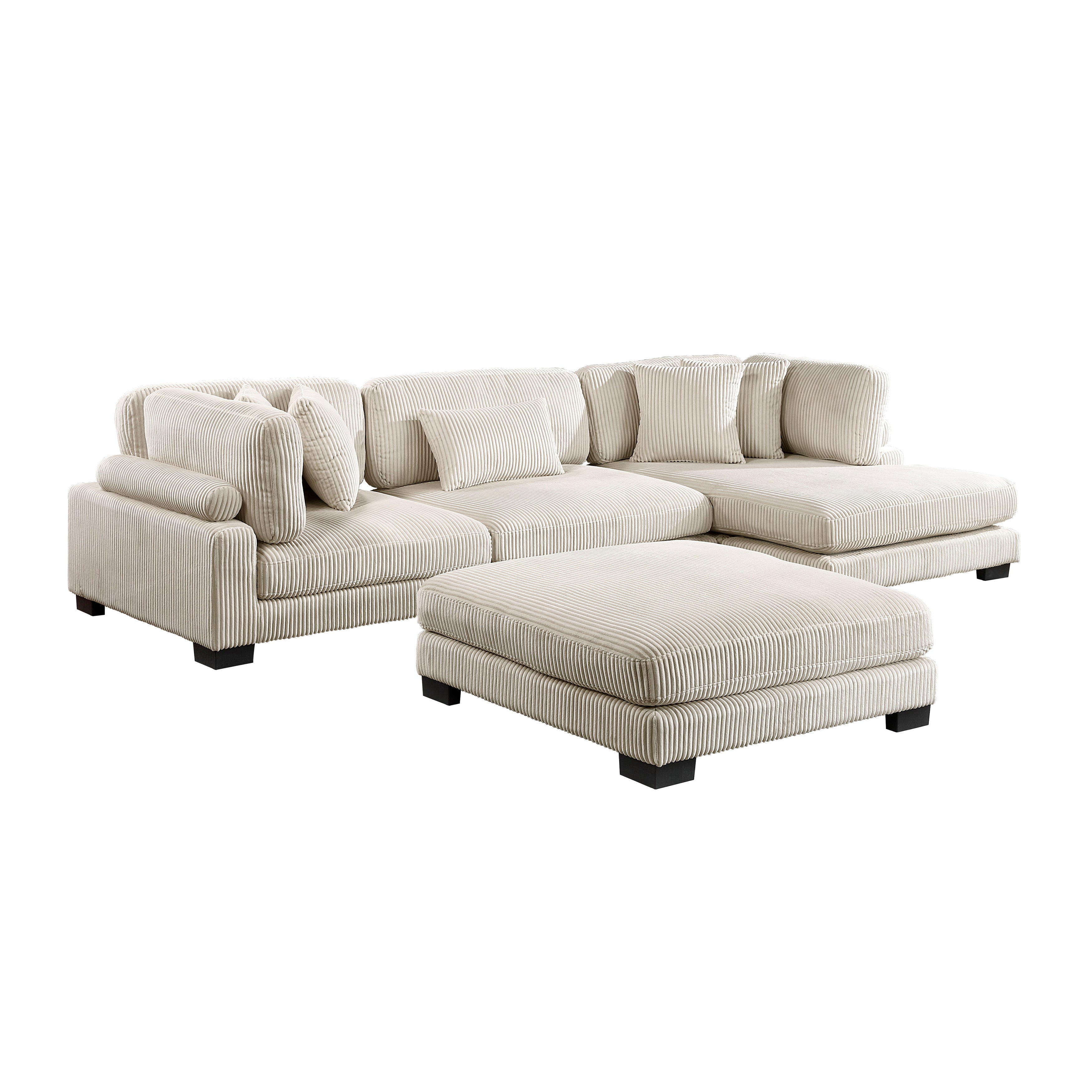 8555BE*CRACVCOT (4)4-Piece Modular Sectional with Reversible Chaise and Ottoman - 8555BE*CRACVCOT