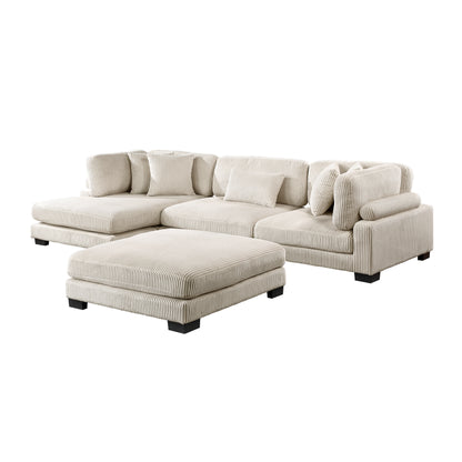 8555BE*CRACVCOT (4)4-Piece Modular Sectional with Reversible Chaise and Ottoman - 8555BE*CRACVCOT
