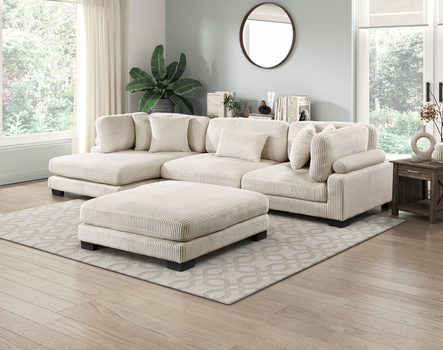 8555BE*CRACVCOT (4)4-Piece Modular Sectional with Reversible Chaise and Ottoman - 8555BE*CRACVCOT