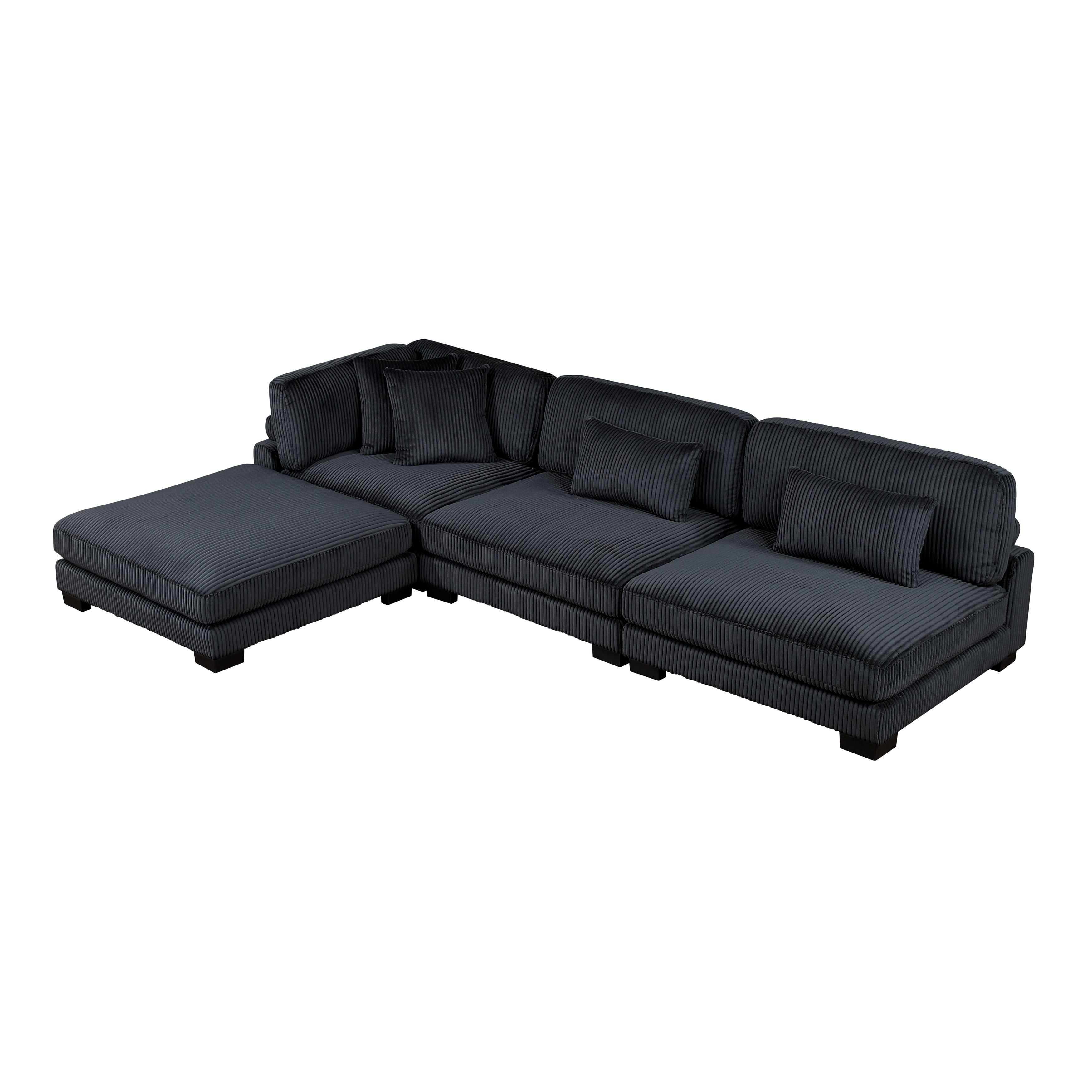 8555BK*2AC1CROT (4)4-Piece Modular Sectional with Ottoman - 8555BK*2AC1CROT