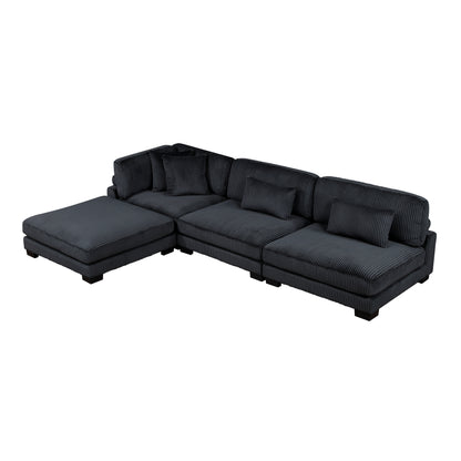 8555BK*2AC1CROT (4)4-Piece Modular Sectional with Ottoman - 8555BK*2AC1CROT