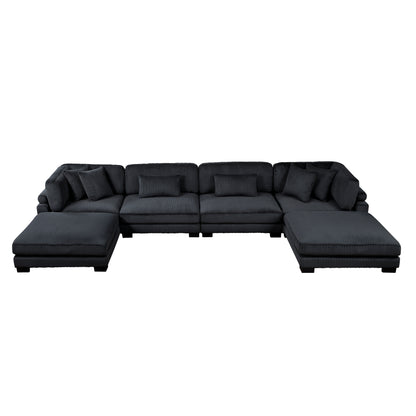 8555BK*2CR2AC2OT (6)6-Piece Modular Sectional with Ottomans - 8555BK*2CR2AC2OT