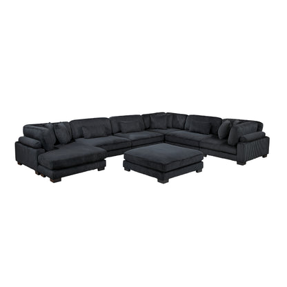8555BK*2CR3ACVCOT (7)7-Piece Modular Sectional with Reversible Chaise and Ottoman - 8555BK*2CR3ACVCOT