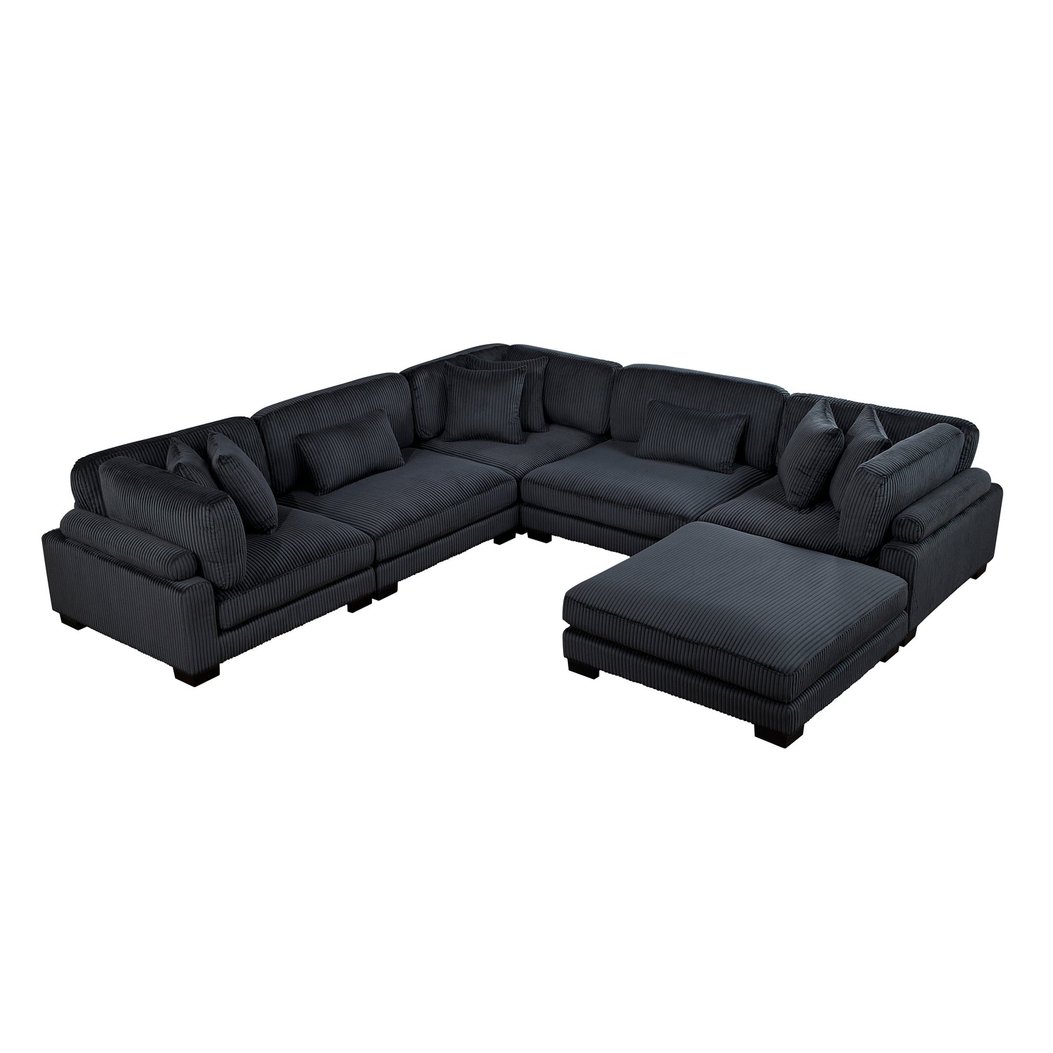 8555BK*3CR2ACOT (6)6-Piece Modular Sectional with Ottoman - 8555BK*3CR2ACOT