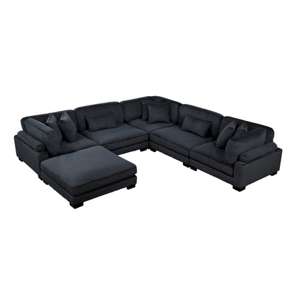 8555BK*3CR2ACOT (6)6-Piece Modular Sectional with Ottoman - 8555BK*3CR2ACOT