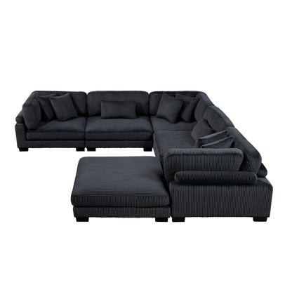 8555BK*3CR2ACOT (6)6-Piece Modular Sectional with Ottoman - 8555BK*3CR2ACOT