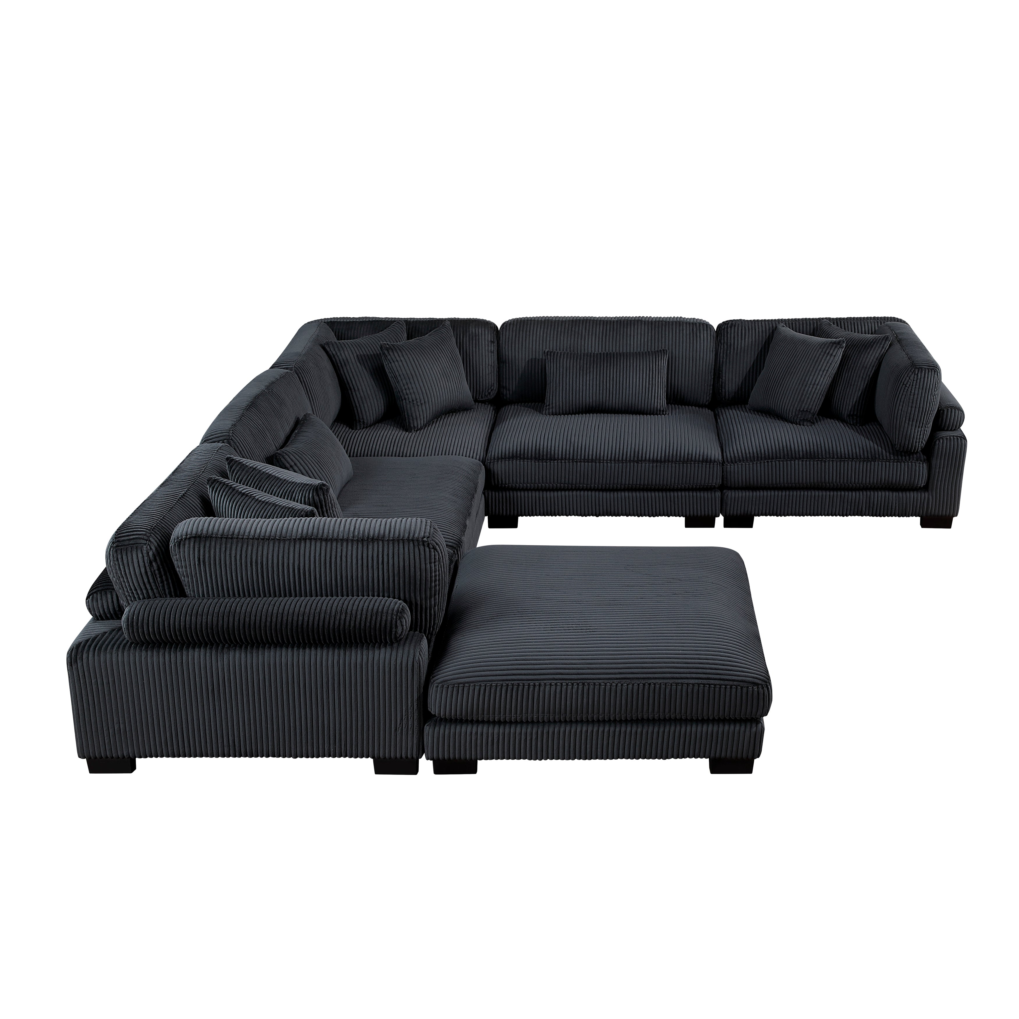 8555BK*3CR2ACOT (6)6-Piece Modular Sectional with Ottoman - 8555BK*3CR2ACOT