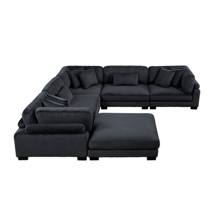 8555BK*3CR2ACOT (6)6-Piece Modular Sectional with Ottoman - 8555BK*3CR2ACOT