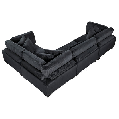 8555BK*3CRAC (4)4-Piece Modular Sectional - 8555BK*3CRAC