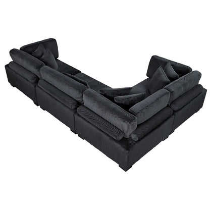 8555BK*3CRAC (4)4-Piece Modular Sectional - 8555BK*3CRAC