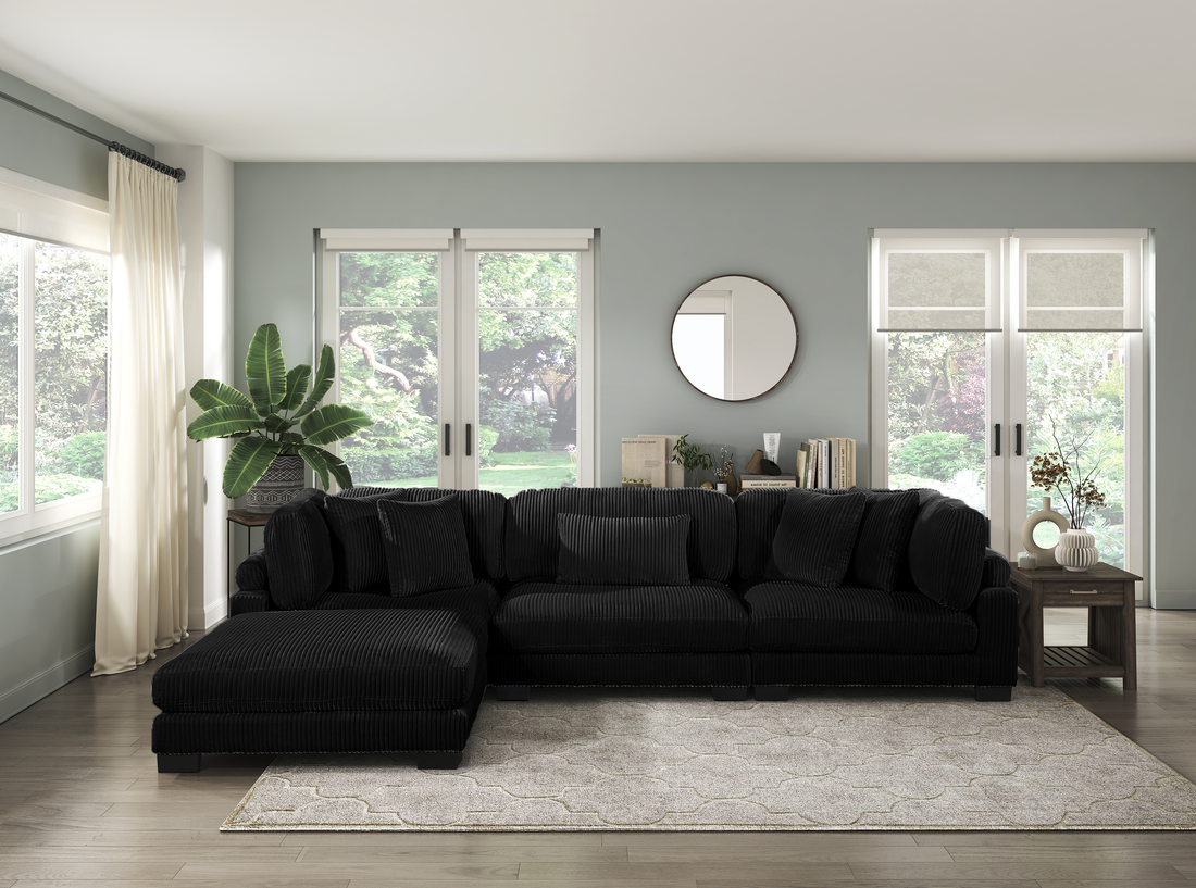 8555BK*4OT (4)4-PIECE MODULAR SECTIONAL WITH OTTOMAN - 8555BK*4OT