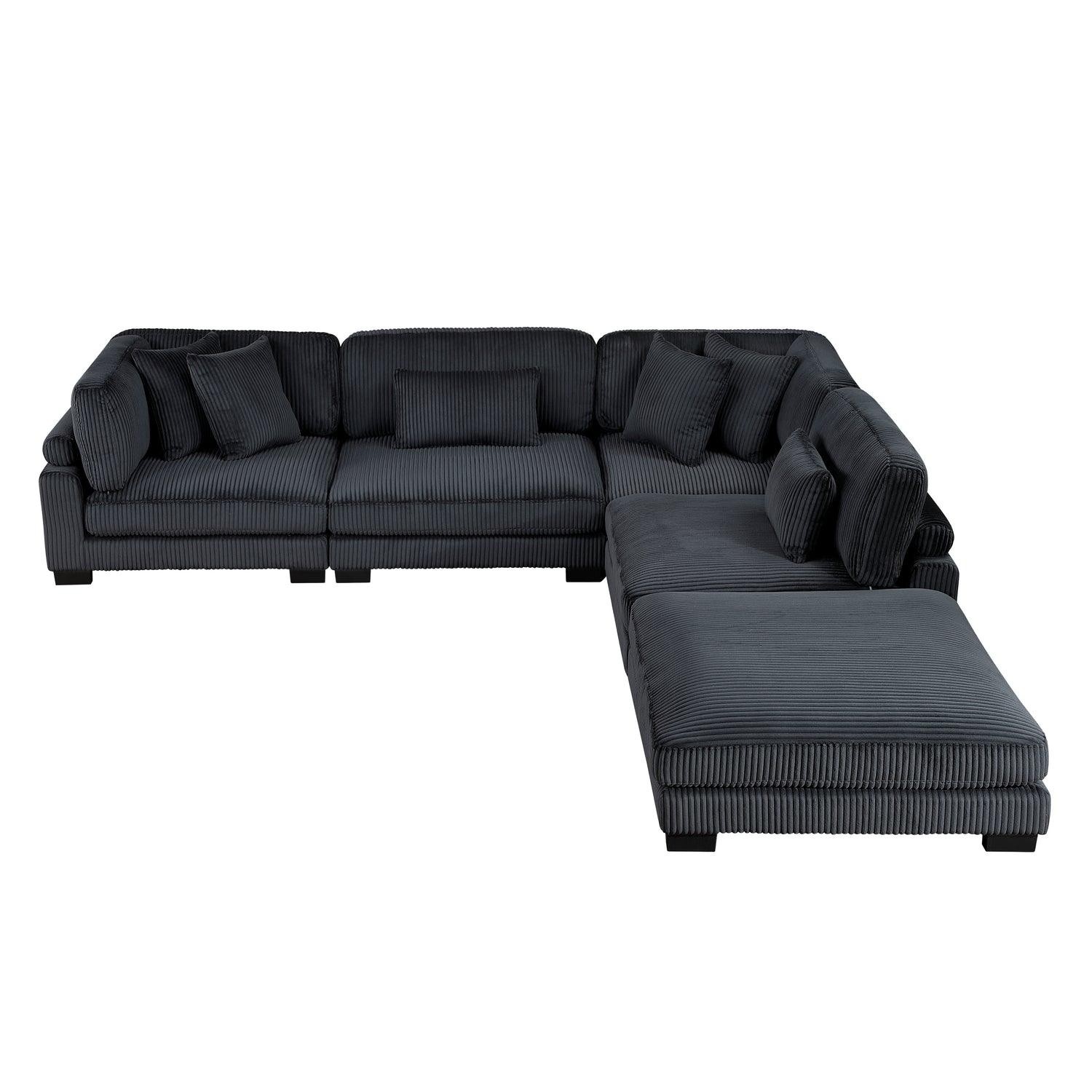 8555BK*5OT (5)5-PIECE MODULAR SECTIONAL WITH OTTOMAN - 8555BK*5OT