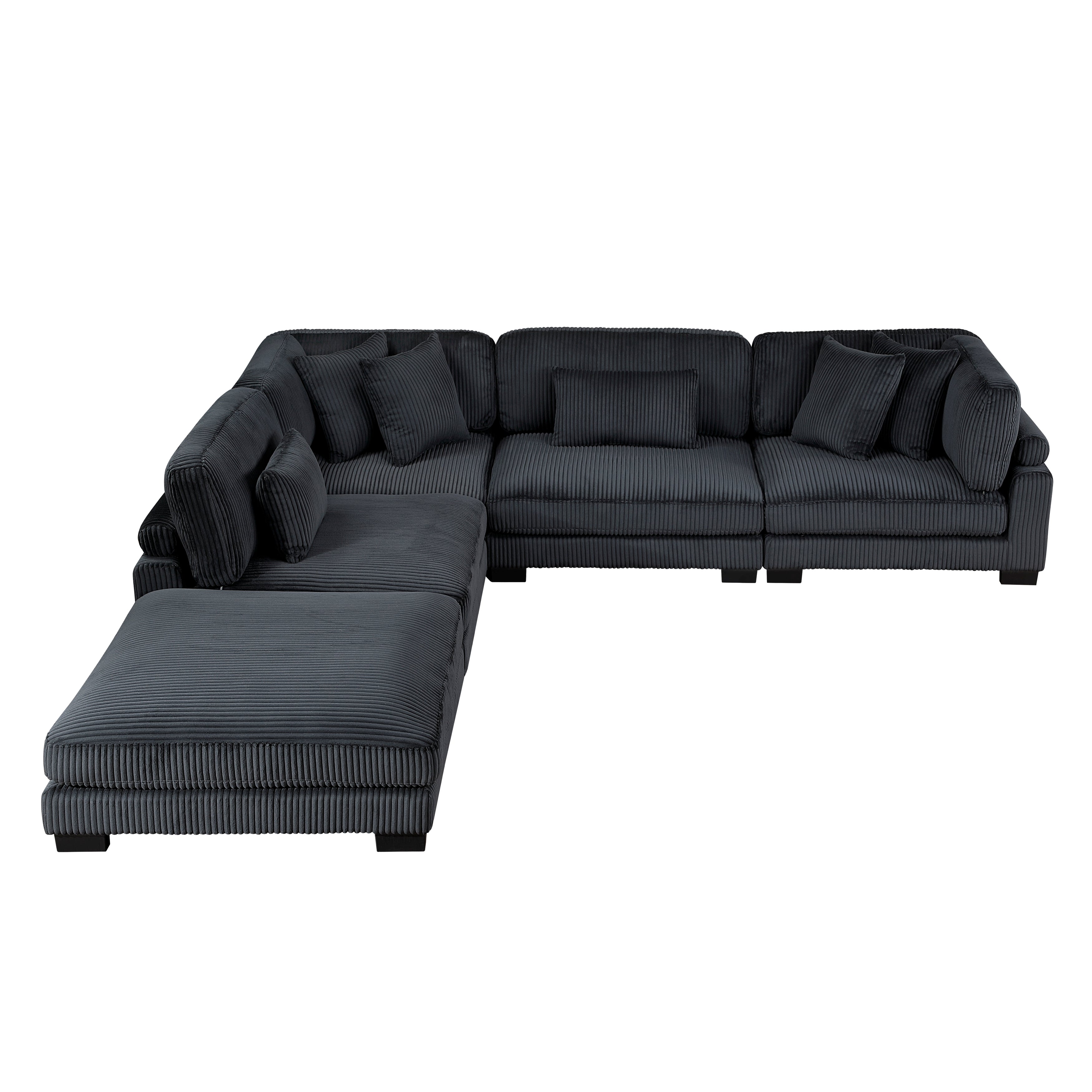 8555BK*5OT (5)5-PIECE MODULAR SECTIONAL WITH OTTOMAN - 8555BK*5OT