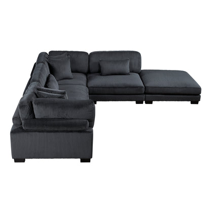 8555BK*5OT (5)5-PIECE MODULAR SECTIONAL WITH OTTOMAN - 8555BK*5OT