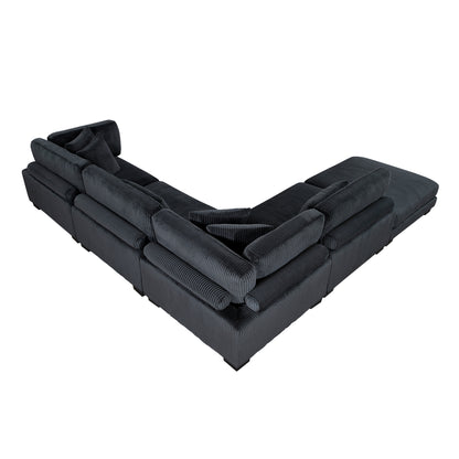 8555BK*5OT (5)5-PIECE MODULAR SECTIONAL WITH OTTOMAN - 8555BK*5OT