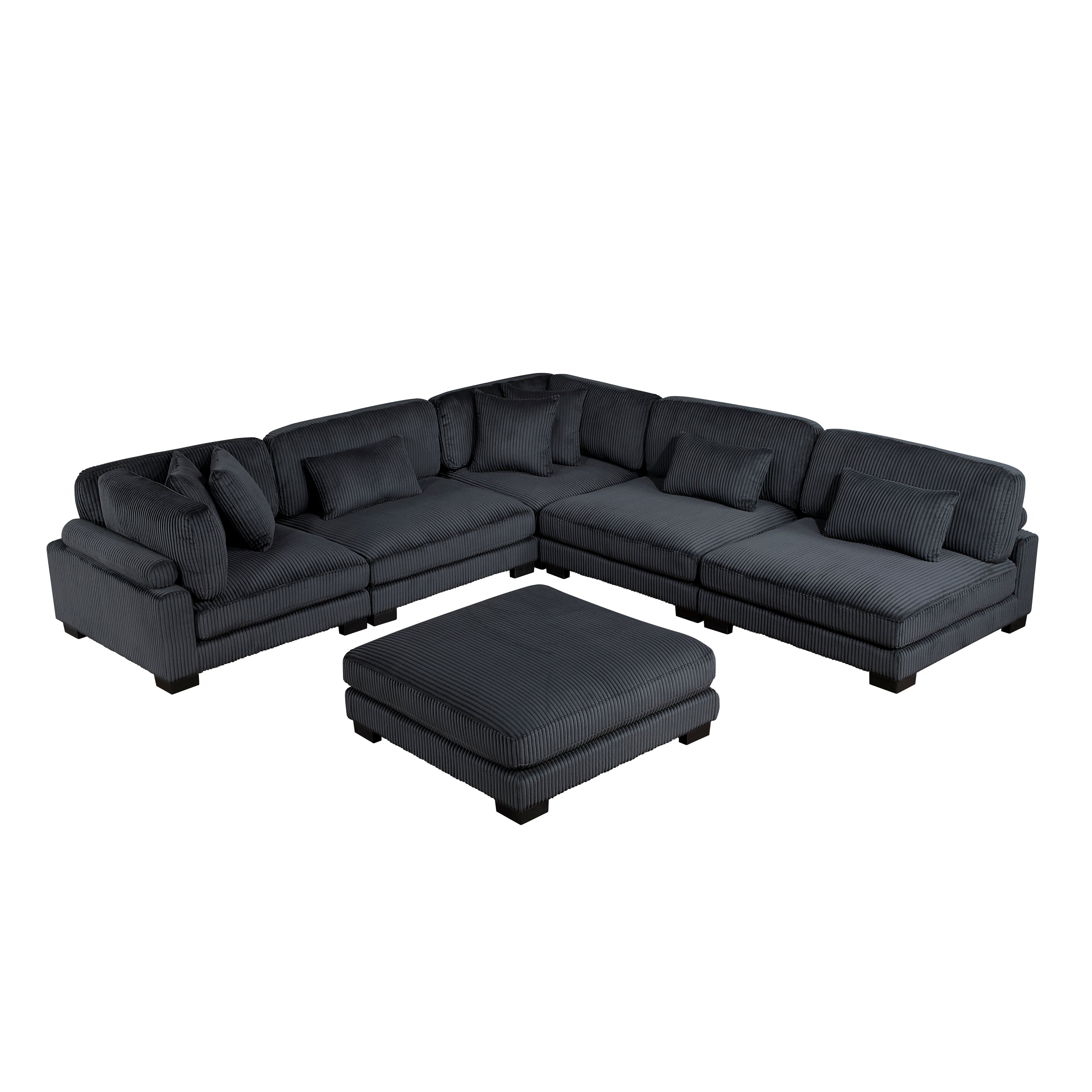 8555BK*6OT (6)6-PIECE MODULAR SECTIONAL WITH OTTOMAN - 8555BK*6OT