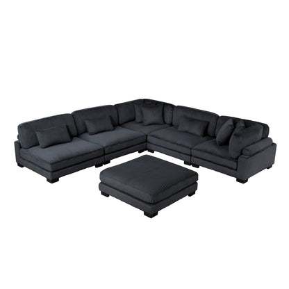 8555BK*6OT (6)6-PIECE MODULAR SECTIONAL WITH OTTOMAN - 8555BK*6OT