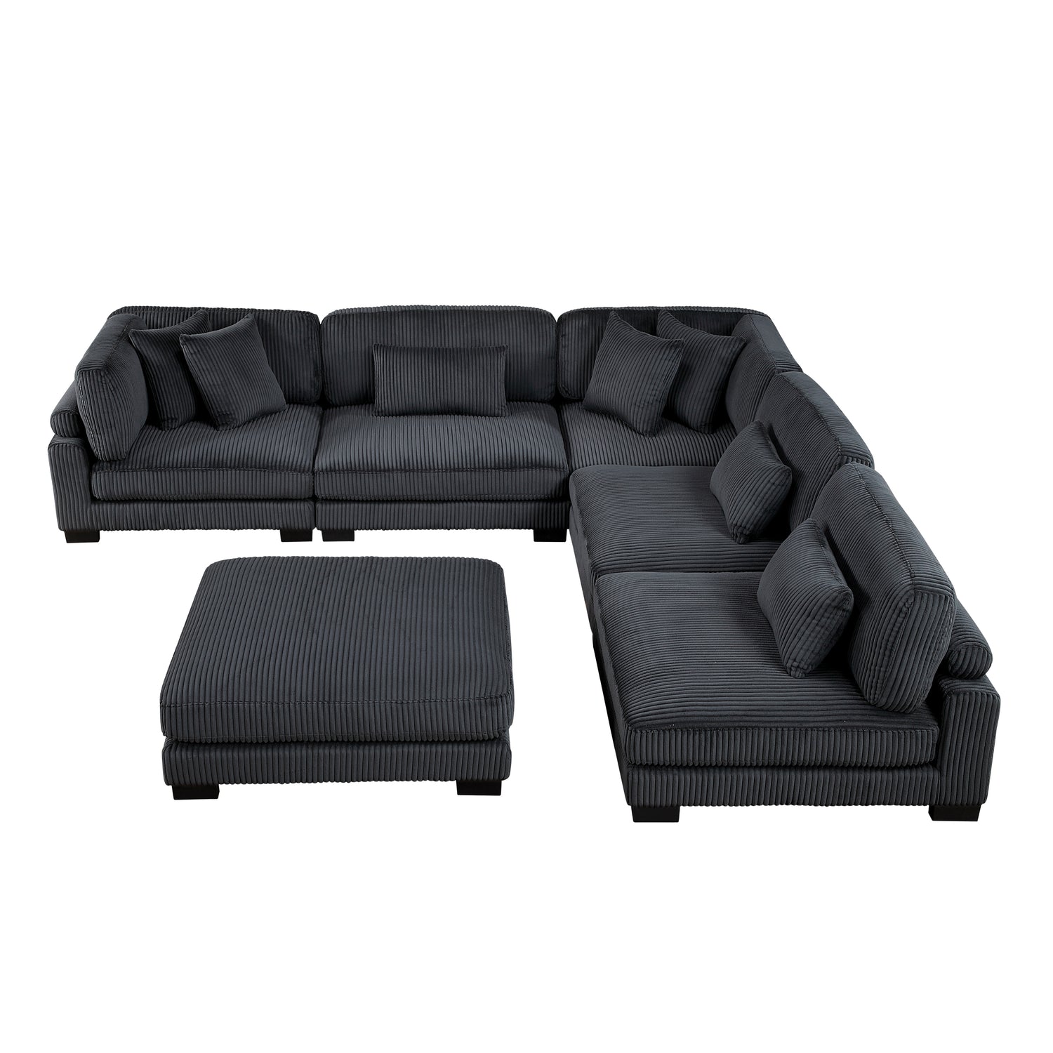 8555BK*6OT (6)6-PIECE MODULAR SECTIONAL WITH OTTOMAN - 8555BK*6OT