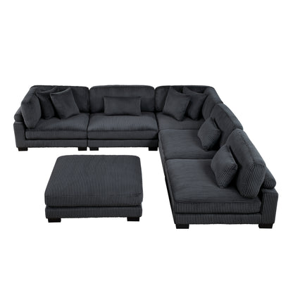 8555BK*6OT (6)6-PIECE MODULAR SECTIONAL WITH OTTOMAN - 8555BK*6OT