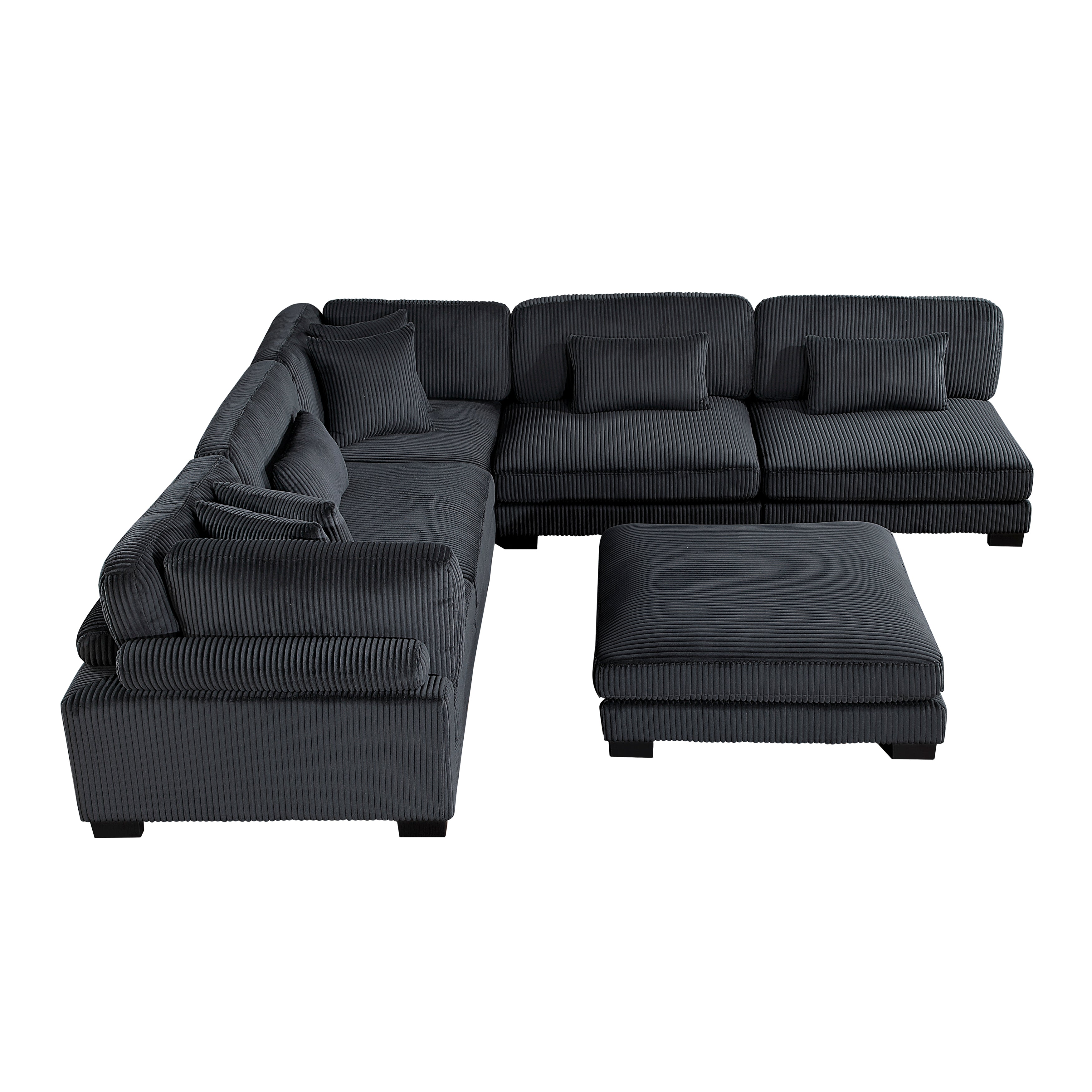 8555BK*6OT (6)6-PIECE MODULAR SECTIONAL WITH OTTOMAN - 8555BK*6OT