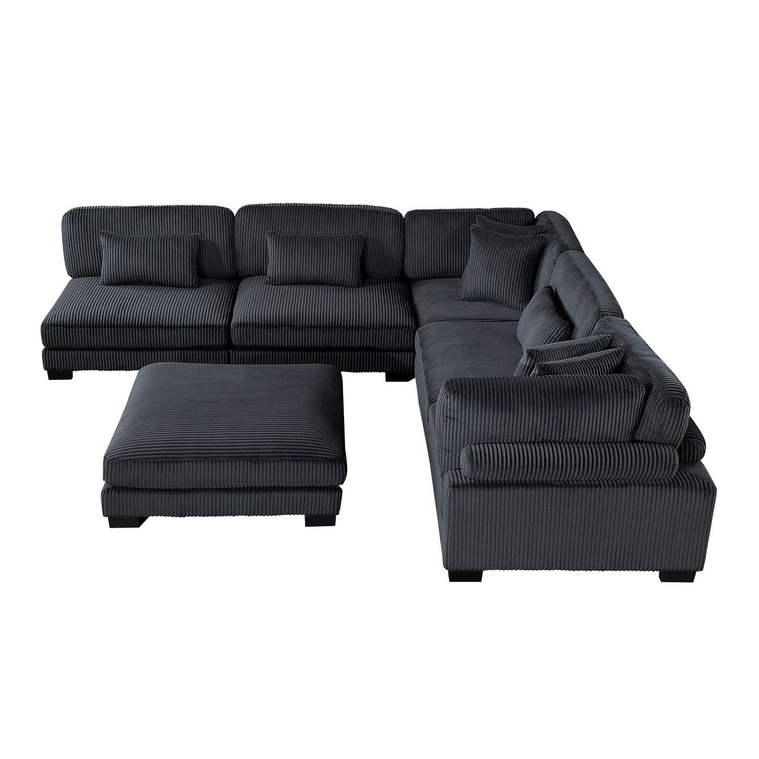 8555BK*6OT (6)6-PIECE MODULAR SECTIONAL WITH OTTOMAN - 8555BK*6OT