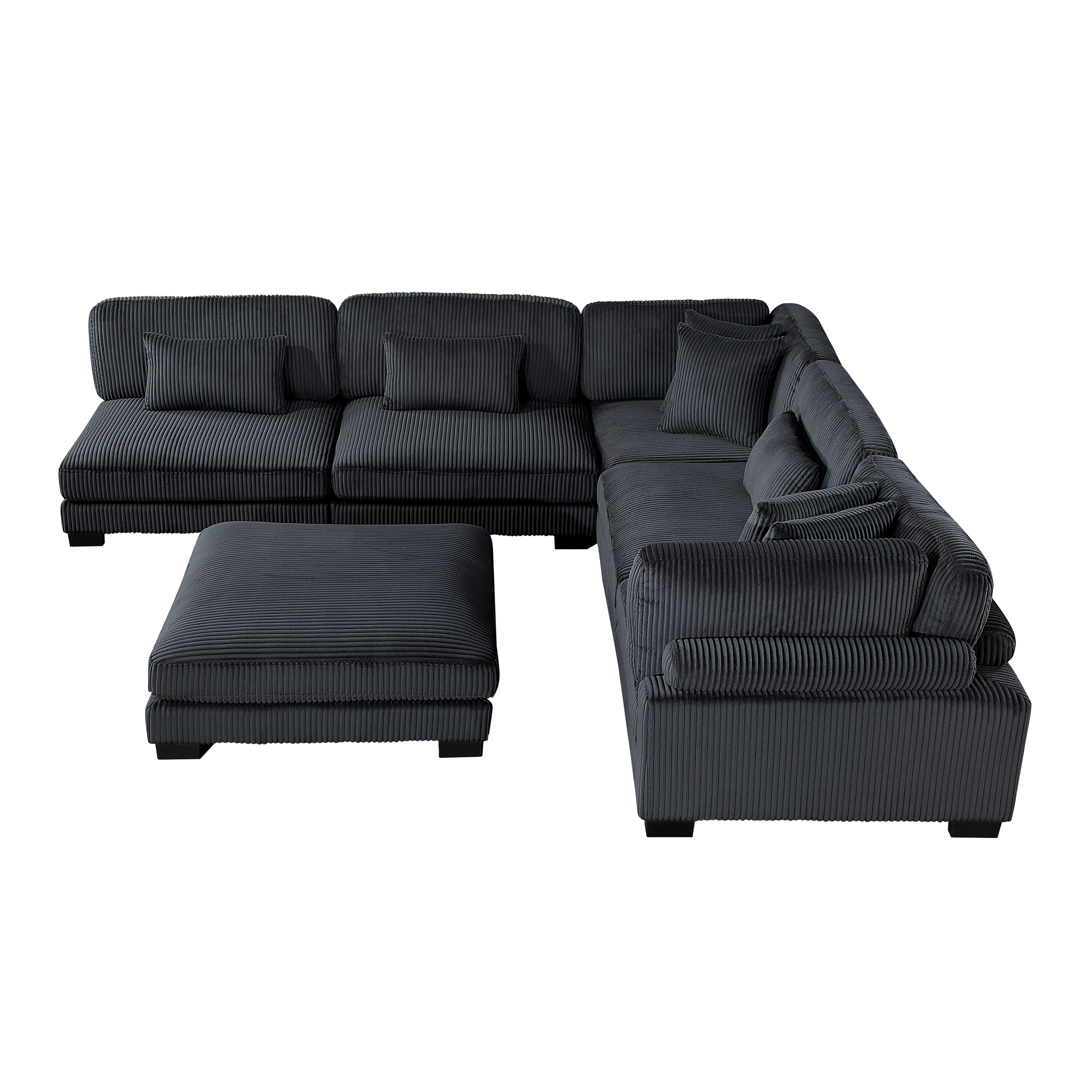 8555BK*6OT (6)6-PIECE MODULAR SECTIONAL WITH OTTOMAN - 8555BK*6OT