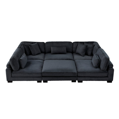 8555BK*6OT (6)6-PIECE MODULAR SECTIONAL WITH OTTOMAN - 8555BK*6OT