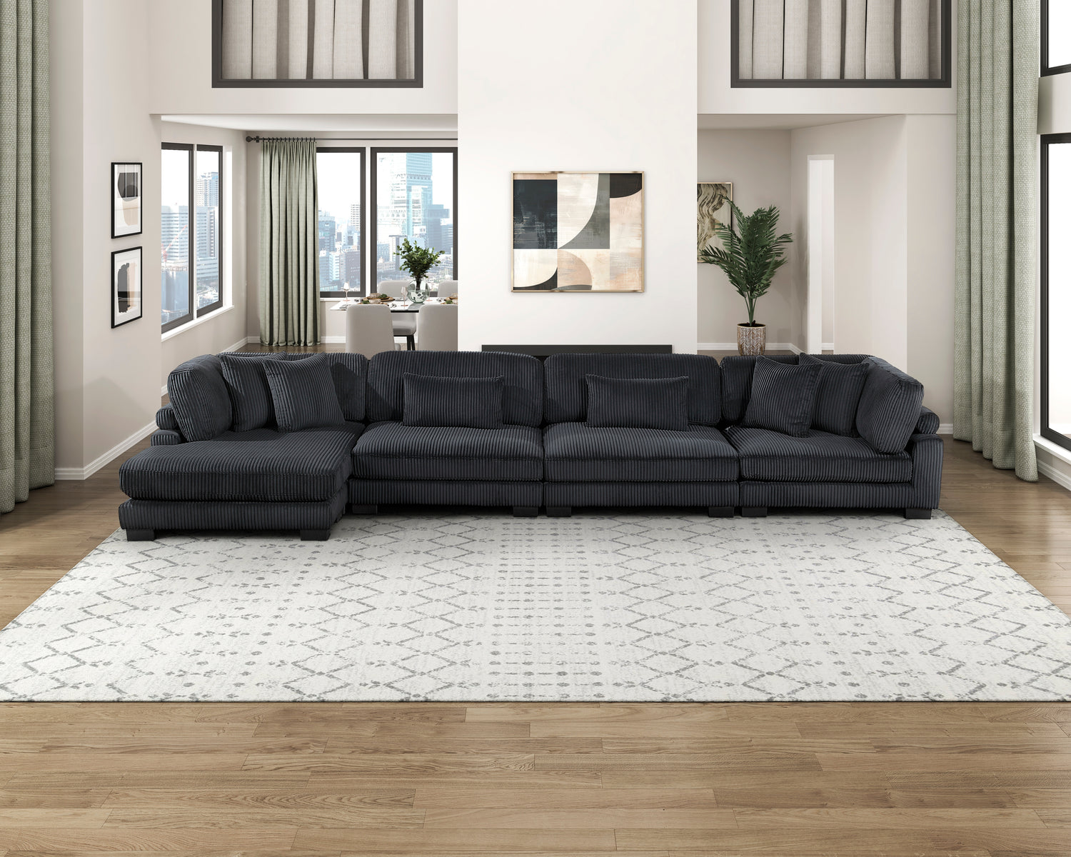 8555BK*CR2ACVC (4)4-Piece Modular Sectional with Reversible Chaise - 8555BK*CR2ACVC