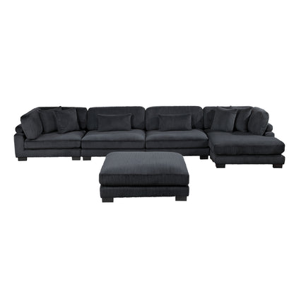 8555BK*CR2ACVCOT (5)5-Piece Modular Sectional with Reversible Chaise and Ottoman - 8555BK*CR2ACVCOT
