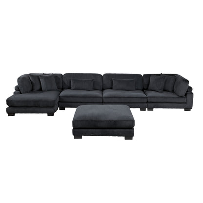 8555BK*CR2ACVCOT (5)5-Piece Modular Sectional with Reversible Chaise and Ottoman - 8555BK*CR2ACVCOT