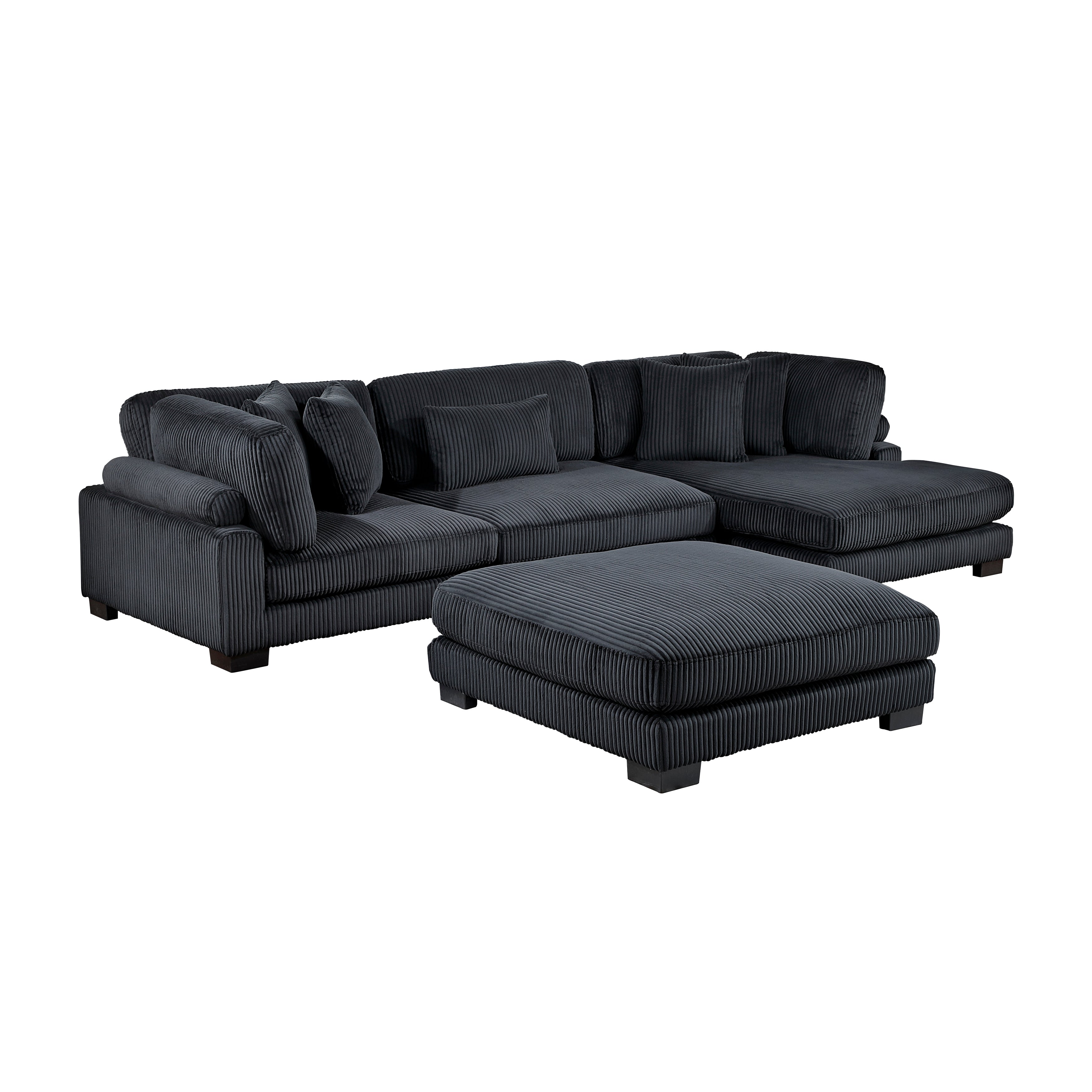 8555BK*CRACVCOT (4)4-Piece Modular Sectional with Reversible Chaise and Ottoman - 8555BK*CRACVCOT