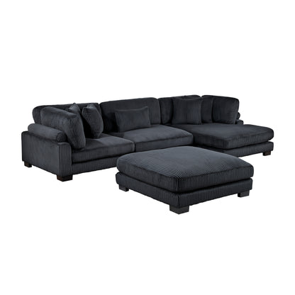8555BK*CRACVCOT (4)4-Piece Modular Sectional with Reversible Chaise and Ottoman - 8555BK*CRACVCOT