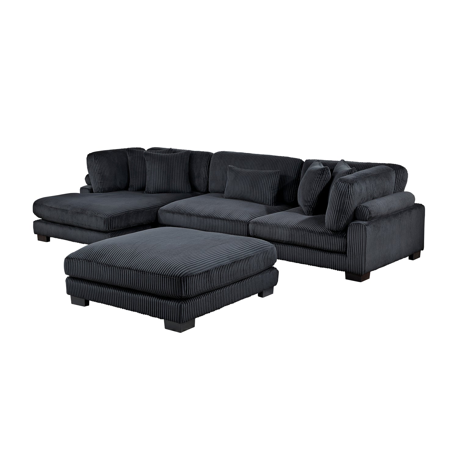 8555BK*CRACVCOT (4)4-Piece Modular Sectional with Reversible Chaise and Ottoman - 8555BK*CRACVCOT