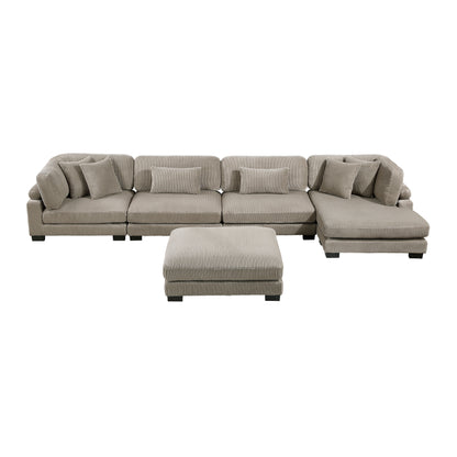 8555GB*CR2ACVCOT (5)5-Piece Modular Sectional with Reversible Chaise and Ottoman - 8555GB*CR2ACVCOT