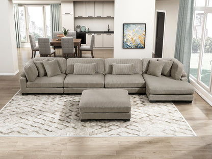 8555GB*CR2ACVCOT (5)5-Piece Modular Sectional with Reversible Chaise and Ottoman - 8555GB*CR2ACVCOT