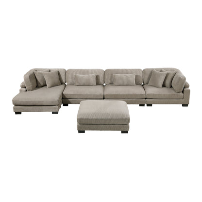 8555GB*CR2ACVCOT (5)5-Piece Modular Sectional with Reversible Chaise and Ottoman - 8555GB*CR2ACVCOT