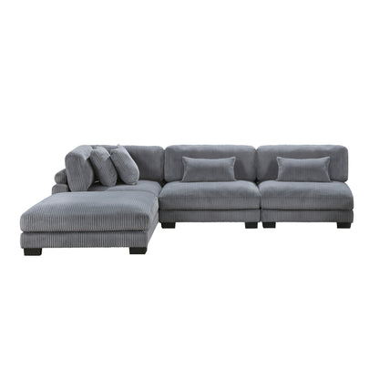 8555GY*2AC1CROT (4)4-Piece Modular Sectional with Ottoman - 8555GY*2AC1CROT